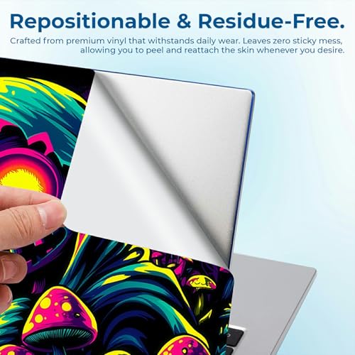 Reusable Universal Laptop Skin Sticker, Cut to Fit for 11.6–15.6 Inch Laptops, Waterproof Protective Film, No-Residue - Neon Skull Forest - color: Neon Skull Forest