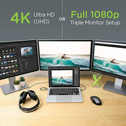 IOGEAR USB-C Triple Display Dock Station - 4K 60Hz - 2 HDMI - 1 DisplayPort - 4 USB 3.0 - Ethernet - 3.5mm Audio - USB-C 100W PD - MacBook Pro/Air Thunderbolt 3 - Type C Laptop - GUD3C4K3