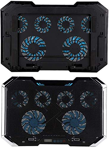 Laptop Cooling Pad 6 Fans Up to 18 Inch Heavy Notebook Cooler, 6 LED Lights, 2 USB Ports,Multi-Angle Adjustment Base Computer Heatsink