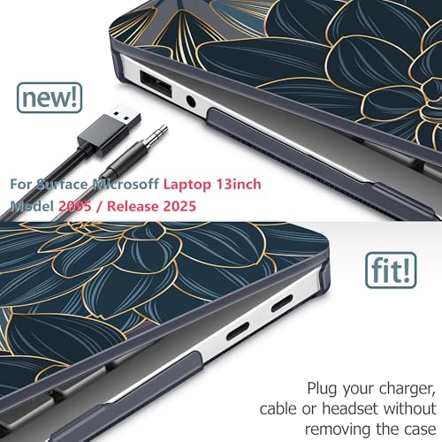 Mektron Printed Case for 2025 Microsoft Surface Laptop Windows 11 Copilot+ PC Surface Laptop 13 inch Touchscreen Display Cover Fits Model 2095, Dahlia Flower C035 - color: Dahlia Flower C035