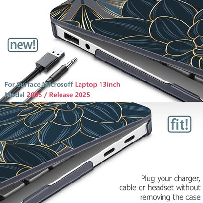 Mektron Printed Case for 2025 Microsoft Surface Laptop Windows 11 Copilot+ PC Surface Laptop 13 inch Touchscreen Display Cover Fits Model 2095, Dahlia Flower C035 - color: Dahlia Flower C035