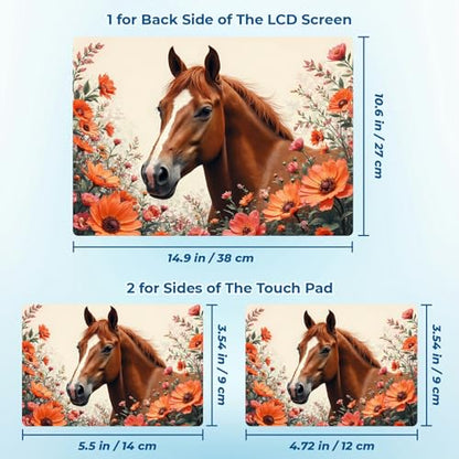 Reusable Universal Laptop Skin Sticker, Cut to Fit for 11.6–15.6 Inch Laptops, Waterproof Protective Film, No-Residue - Horse with Flowers - color: Horse with Flowers