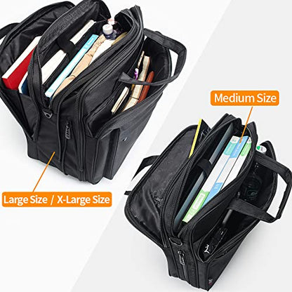 Large Briefcases For Men Canvas Tote Bag 15.6 Inch 17 Inch 19 Inch Laptop Case Work Bags Office Messenger Bag - size: Large Size（17 inch）