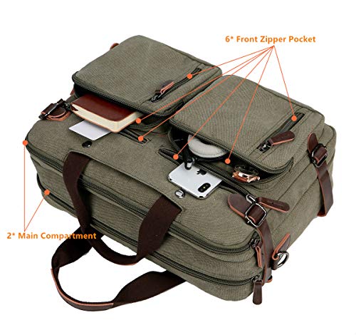 Baosha Convertible Briefcase Backpack 17 Inch Laptop Bag Case Business Briefcase HB-22 - color: Amy Green