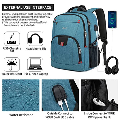 CAFELE Backpack for Men and Women, School Backpack for Teens, 17.3 inch Laptop Backpack for Business College Travel, Lake Blue - color: Lake Blue
