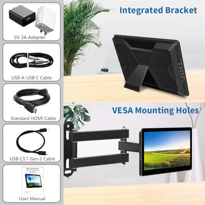 8.9 inch Touch Monitor with Stand| 1920 * 1200 |16:10|450Nits|Optical Bonding| HDMI/USB-C Port|Small Monitor for Mini PC Laptop Mac mini
