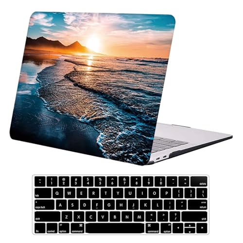 DTangLsm for MacBook Neo Case 13 inch 2026 Model A3404 with A18 Pro Chip | Beachy Slim Plastic Hard Shell Mac Neo Case Ocean Logo Cutout Case for MacBook Neo 13 inch and Keyboard Cover, Sunset Beach - color: ## Sunset Beach