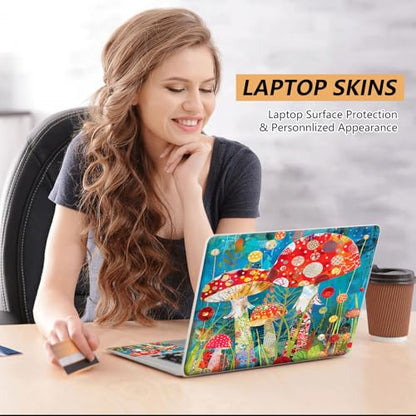 12.1”-15.6” Laptop Skin Sticker (Fits 13”, 13.3”, 14”, 15”, 15.4”) | Reusable Universal Protective Vinyl Art Decal Cover | Waterproof & Scratch-Resistant |Colorful Mushrooms - color: Colorful Mushrooms