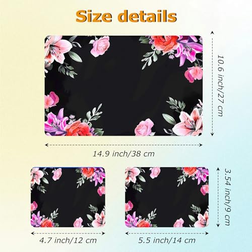 Universal Laptop Skin Sticker with 2 Wrist Pad Decals, 3-Piece Removable Vinyl Laptop Cover, Purple Red Flowers Waterproof Anti-Scratch, Easy-Trim Fit for 13.3" 14" 15.6" Laptops - color: Purple Red Flowers