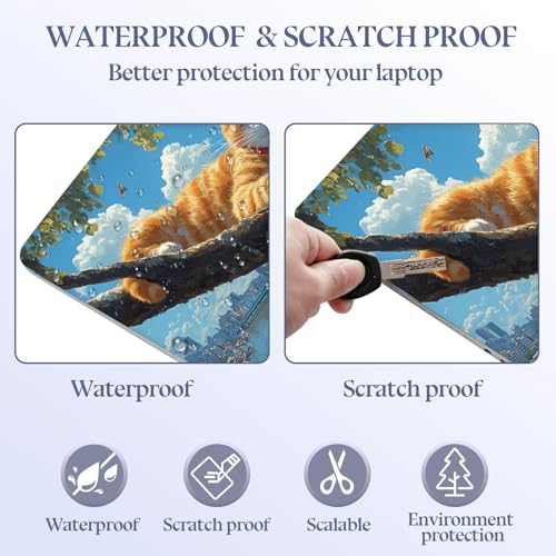 Universal Laptop Skin Sticker Decal,15.6 Inch Laptop Vinyl Cover for 13" 14" 15.6" Laptop,Scratch-Resistant Waterproof Protector Wrap,Reusable with Wrist Pads,Riverview Napping Cat - color: Riverview Napping Cat