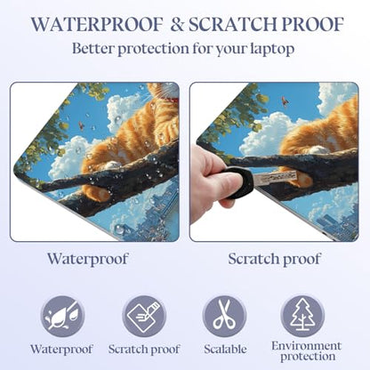 Universal Laptop Skin Sticker Decal,15.6 Inch Laptop Vinyl Cover for 13" 14" 15.6" Laptop,Scratch-Resistant Waterproof Protector Wrap,Reusable with Wrist Pads,Riverview Napping Cat - color: Riverview Napping Cat