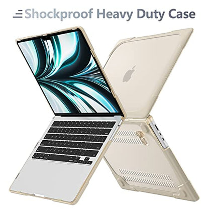 Batianda Foldable Stand Heavy Duty Case for MacBook Air 13.6 inch, Khaki | Fits M5 M4 M3 M2 Chip 2026-2022 Model, Ergonomic Stand Holds 22 lbs, Shockproof Bumper, with Keyboard Cover Screen Protector - color: Khaki