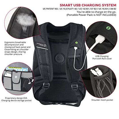 Swissdigital Design Large Travel Backpack For Men, TSA-Friendly Business Laptop Backpack, USB Charging Port，RFID Protection Tech Backpack Fits 15.6Inch Laptop Black/Green | J16BTF-21 - color: Black/Green