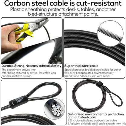 Laptop Cable Lock 4 Digital Combination Lock Security Computer Cable Lock Anti Theft Combination Lock Compatible for Tablet Laptop (1 Pack) - size: 1 Pack