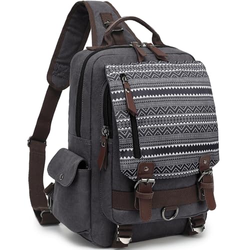 Retro Canvas Messenger Bag — Unisex Crossbody Shoulder Sling Bag for Travel, Work & Daily Use - color: Brownish Black-jh, size: Large
