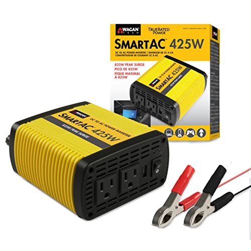 Wagan EL3706 425W Power Inverter 425W TrueRated Continuous 825W Surge PowerAC to DC 12V to 110V AC Inverter with 2 AC Outlets and 2A USB Charging Port - size: 425W