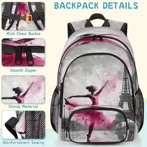 Paris Eiffel Tower Laptop Backpack for Women Men, 18.3 Inch Travel Work Backpacks, Pink Waterproof Computer Casual Daypack Nurse Teacher Bags - color: Multicolor 17