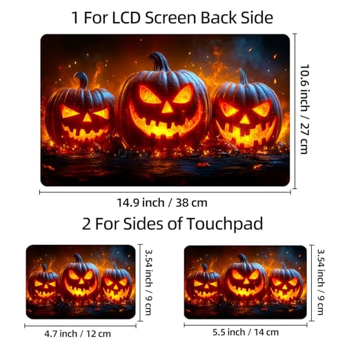 Universal Laptop Skin Sticker Decal, 12"-15.6" Aesthetic Vinyl Wrap, Glowing Jack-o-Lanterns Waterproof Notebook Cover Art Protector for MacBook HP Dell Lenovo, Fits 13" 14" 15" 15.6" - color: Glowing Jack-o-lanterns