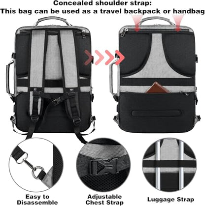 VECKUSON 50L Carry-On Backpack, TSA Approved for Flights, Extra Large Gaming & Travel Laptop Bag with USB Charger, 3 Packing Cubes, RFID Anti-Theft, Heavy Duty Weekender for Men & Women - color: Grey