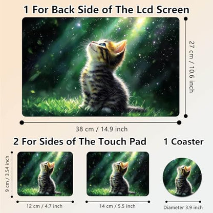 Laptop Skin Sticker Decal 15.6 Inch,12 13 13.3 14 15 15.6 in Laptop Netbook Skins for Notebook,Art Decal Removable Waterproof Scratch Resistant,Universal Vinyl Cover,Green Glitter Cat - color: Green Glitter Cat