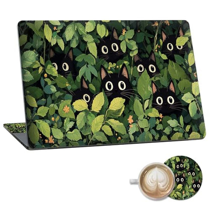 Laptop Skin Sticker Decal 15.6 Inch,12 13 13.3 14 15 15.6 in Laptop Netbook Skins for Notebook,Art Decal Removable Waterproof Scratch Resistant,Universal Vinyl Cover,Cartoon Cat Plant - color: Cartoon Cat Plant
