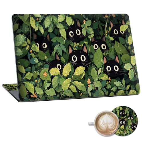 Laptop Skin Sticker Decal 15.6 Inch,12 13 13.3 14 15 15.6 in Laptop Netbook Skins for Notebook,Art Decal Removable Waterproof Scratch Resistant,Universal Vinyl Cover,Cartoon Cat Plant - color: Cartoon Cat Plant