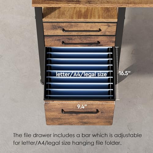 Ｍａｉｈａｉｌ Maihail Small Desk with Drawers, 40 inch Computer Desk with Shelves, Writing Desk with Storage, Small Office Desk with Metal Frame, Rustic Brown2 - color: Rustic Brown, size: 40 inch