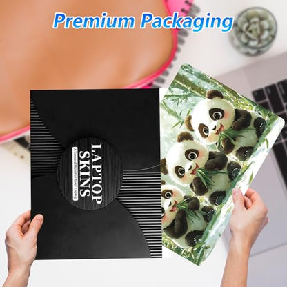 Universal Laptop Skin Sticker Decal with 2 Wrist Pad Skins, Waterproof Scratch Vinyl Cover for 11–15.6 Inch MacBook, HP, Dell, Lenovo, Cutable & Reusable,Cute Baby Panda Trio - color: Cute Baby Panda Trio