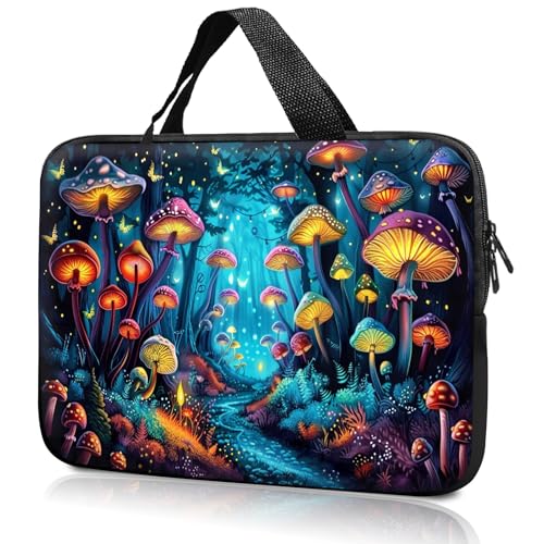14" 15" Laptop Handle Bag Computer Bag,14.2" 15.4 inch Pouch Holder Notebook Sleeve Cover Compatible for Dell,Lenovo,Toshiba HP, Asus Notebook Messenger Briefcase-Forest glowing mushroom - color: Forest Glowing Mushroom