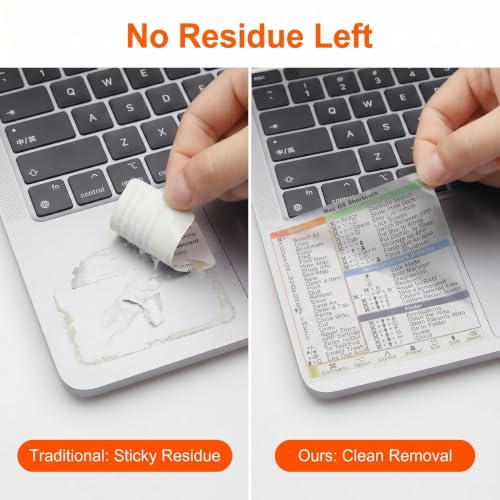 KEANBOLL 2-Pack Mac Keyboard Shortcut Stickers, Clear Mac OS Shortcuts Decal 2026 for 13-16" MacBook Pro/Air (M1-M5 Chip), No-Residue Vinyl Instant Reference Cheat Sheet, Clear - color: New Clear