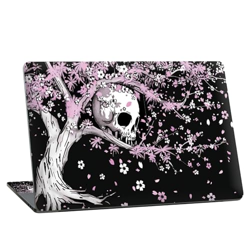 Universal Laptop Skin Sticker with 2 Wrist Pad Skins, Waterproof Scratch Resistant Vinyl Laptop Cover Decal, Cut to Fit for 11–15.6 Inch MacBook HP Dell Lenovo, Cherry Tree Skull - color: Cherry Tree Skull