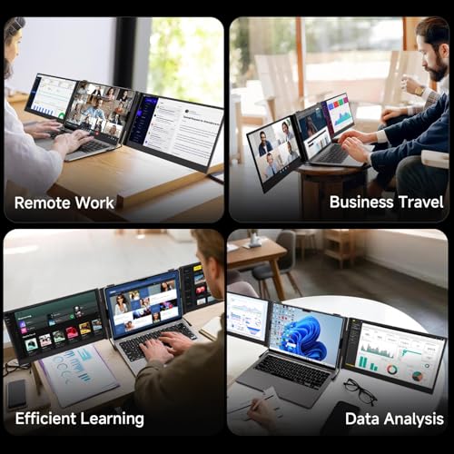 15.3" Laptop Screen Extender, 1200P FHD Ultra-Thin Triple Screen Laptop Monitor Extender, 100% sRGB Travel Portable Monitor for Laptops, Multi Screens Laptops Attachment Compatible with Windows Mac - size: 15.3"