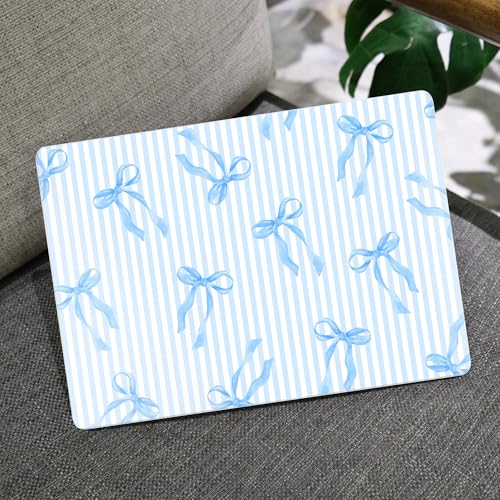 MEEgoodo for M5/M4/M3/M2 MacBook Air 15 inch Case 2026 2025 2024 2023, Case Fit Model (A3448/A3241/A3114/A2941) for MacBook Air 15.3 inch, Blue Stripes&Bows - color: Blue Stripes&Bows