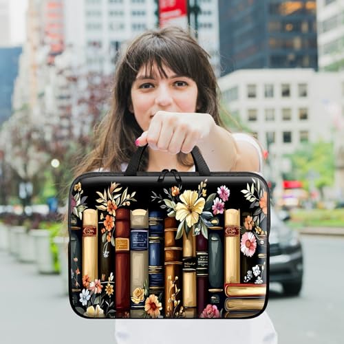 Laptop Sleeve with Handle 15.6 Inch, Waterproof Laptop Case Bag, Flower Book Pattern Design Computer Sleeve Compatible with MacBook Air, Pro, HP, Dell, Lenovo, ASUS - color: Flower Book, size: 15inch(15-15.6")