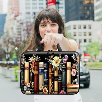 Laptop Sleeve with Handle 17 Inch, Waterproof Laptop Case Bag, Flower Book Pattern Design Computer Sleeve Compatible with MacBook Air, Pro, HP, Dell, Lenovo, ASUS - color: Flower Book, size: 17inch(16-17.3")