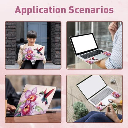 PLIGREAT Hummingbird Flower Laptop Decal Sticker Skin Cover, Pink Laptop Sticker Skin Decal Fits 12" 13" 13.3" 14" 15" Laptops Universal Removable Vinyl Netbook PC Cover Decals - color: Hummingbird Flower