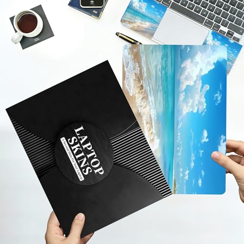 Universal Laptop Skin Sticker with 2 Wrist Pad Decals, 3-Piece Removable Vinyl Laptop Cover, Beach Waterproof Anti-Scratch, Easy-Trim Fit for 13.3" 14" 15.6" Laptops - color: Beach