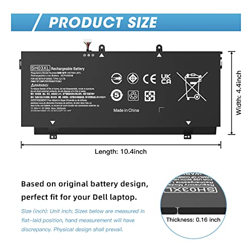 SH03XL 859356-855 Laptop Battery for HP Spectre X360 Convertible 13-AC0XX Replacement 13-AC023DX 13-AC013DX 13-AC033DX 13-W023DX 13-W013DX 13-W0XX 13-AB0XX, Fit SH03057XL CN03XL 859026-421 HSTNN-LB7L