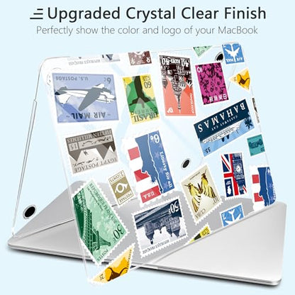 for MacBook Air 13 inch Case 2020 M1 A2337 2019 2018 Release– Fashionable Lightweight Floral Design Transparent HD Clear Laptop Shell, with TPU Keyboard Cover & OTG Adapters, Stamp - color: Stamp