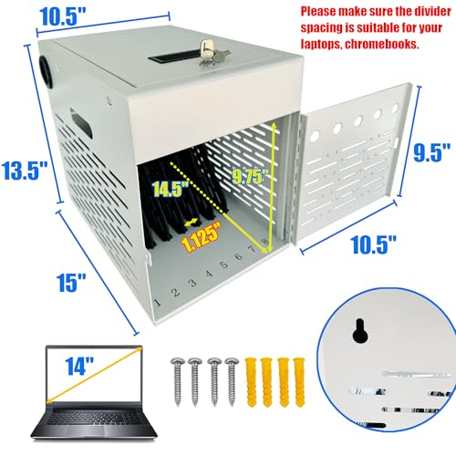 8-Device Tablet & Laptop Charging Cabinet, Lockable Steel Charging Station for Chromebooks, iPads & Devices Up to 14", Fully Assembled Storage Cabinet for Classroom, Office & Library, White - color: White with 8-Device Charging Cabinet
