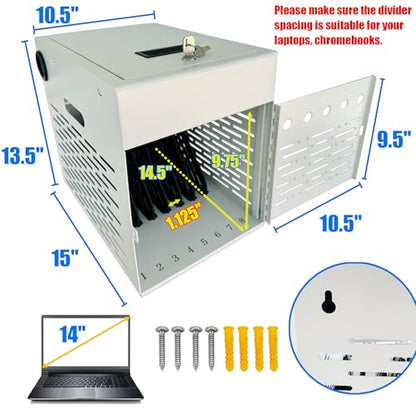 8-Device Tablet & Laptop Charging Cabinet, Lockable Steel Charging Station for Chromebooks, iPads & Devices Up to 14", Fully Assembled Storage Cabinet for Classroom, Office & Library, White - color: White with 8-Device Charging Cabinet