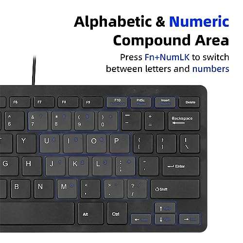 CUQI Mini Keyboard, Small Wired 78 Silent Scissor Keys, USB Interface Compact Keyboard for Android, iOS, Windows PC, Laptop, Raspberry Pi, Windows 10/8/7