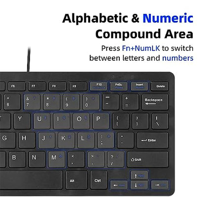 CUQI Mini Keyboard, Small Wired 78 Silent Scissor Keys, USB Interface Compact Keyboard for Android, iOS, Windows PC, Laptop, Raspberry Pi, Windows 10/8/7
