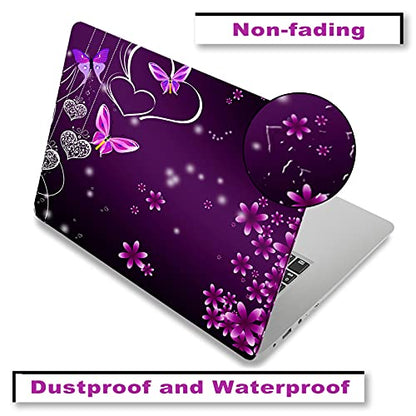 ArtSo Laptop Skin Sticker Decal, 12" 13" 13.3" 14" 15" 15.4" 15.6 inch Laptop Universal Netbook PC Notebook Vinyl Reusable Skin Sticker Cover Art Case Protector Personalized, Purple Heart Butterfly - color: Purple Heart butterfly