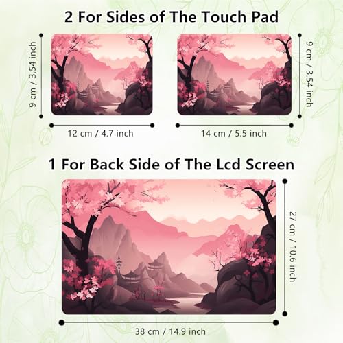 Laptop Skin Sticker Decal, Universal Reusable Vinyl Laptop Cover for 12" 13" 13.3" 14" 15" 15.4" 15.6" Notebook PC, Reusable Waterproof Scratch-Resistant with 2 Wrist Pads,Art Oriental Cherry - color: Art Oriental Cherry