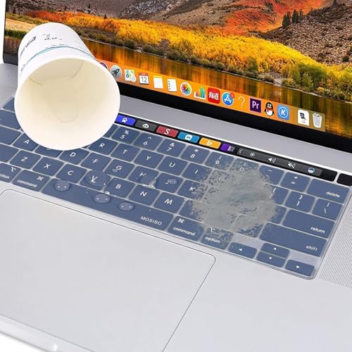 MOSISO Keyboard Cover Compatible with MacBook Pro 13 inch M2 2023, 2022, 2021 2020 M1 A2338 A2289 A2251&Compatible with MacBook Pro 16 2020 2019 A2141 Touch ID,Protective Silicone Skin, Steel Blue - color: Steel Blue