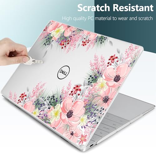 Batianda Blush Garden Case for Dell XPS 13 Laptop 2024 2025 | Fits Model 9340/9345/9350 13.4" Display, Lightweight Slim Hard Shell Protection for Women, Students and Floral Lovers - color: Pink flowers
