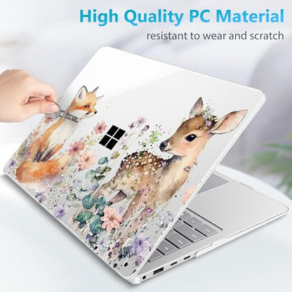 Mektron Case for 13.8" Microsoft Surface Laptop 8/7 (2026/2024) Surface Laptop 13.8 Inch Cover Fits Model 2036, Keyboard Cover +Screen Protector +Dust Plugs, Fox and Deer - color: Fox and Deer