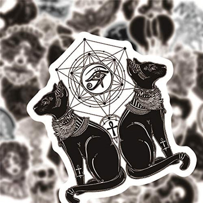 50PCS Gothic Stickers for Water Bottle,Black White Skull Stickers,Waterproof Vinyl Stickers Perfect for Laptop Phone Car Skateboard
