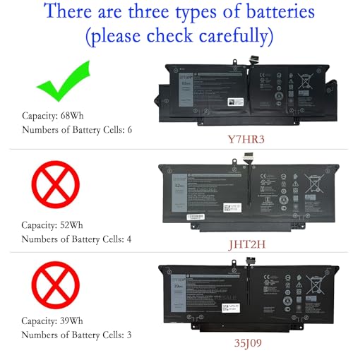 Y7HR3 Laptop Battery 68Wh 5667mAh 6-Cell 11.4V Compatible with Dell Latitude 7310 7410 / Latitude 7410 Chromebook Enterprise Series 35J09 JHT2H 4V5X2 HRGYV WY9MP XMV7T 009YYF